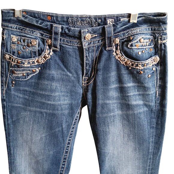 Miss Me Womens Bootcut Jeans Size 29 Signature Rise With Studded Pocket Detail - Picture 4 of 6